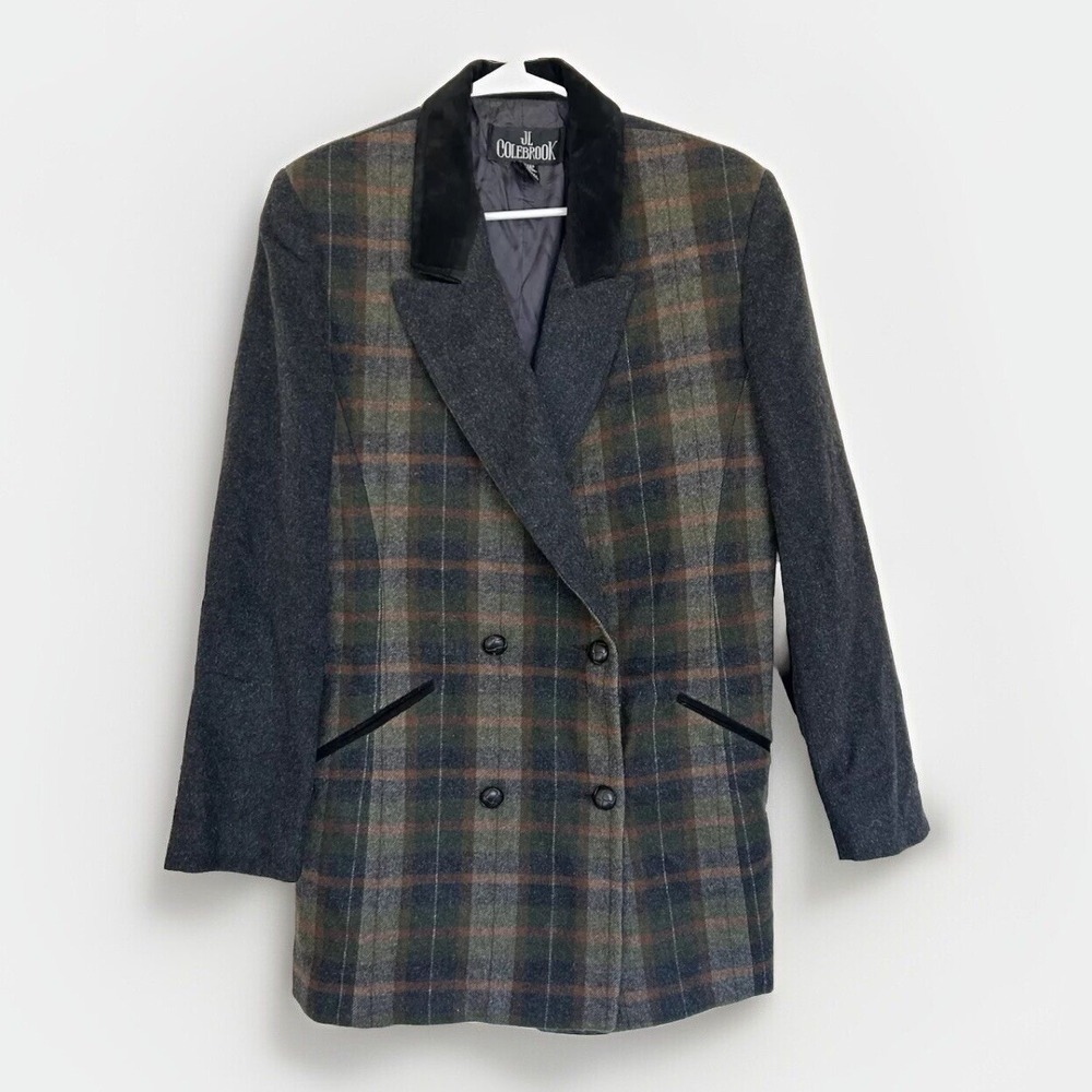 Vintage JL Colebrook Plaid Double Breasted Jacket Preppy Overcoat Academia M